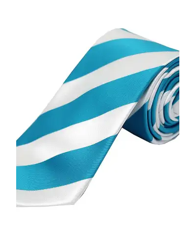 Polyester Ties Soprano Ties Soprano Turquoise And White Bold Stripe Polyester Tie £9.00