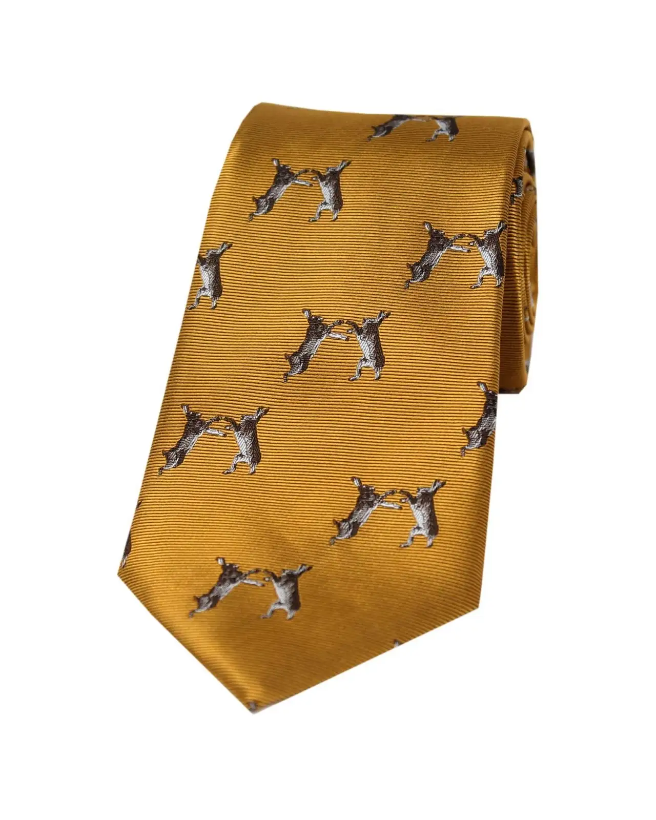 Silk Ties Soprano Ties Soprano Boxing Hares On Gold Ground Country Silk Tie £24.00