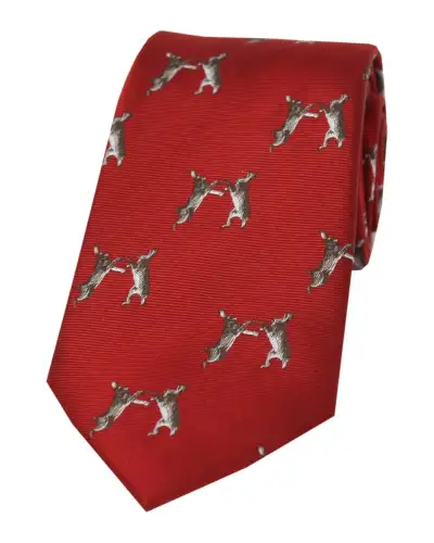 Silk Ties Soprano Ties Soprano Boxing Hares On Red Ground Country Silk Tie £24.00