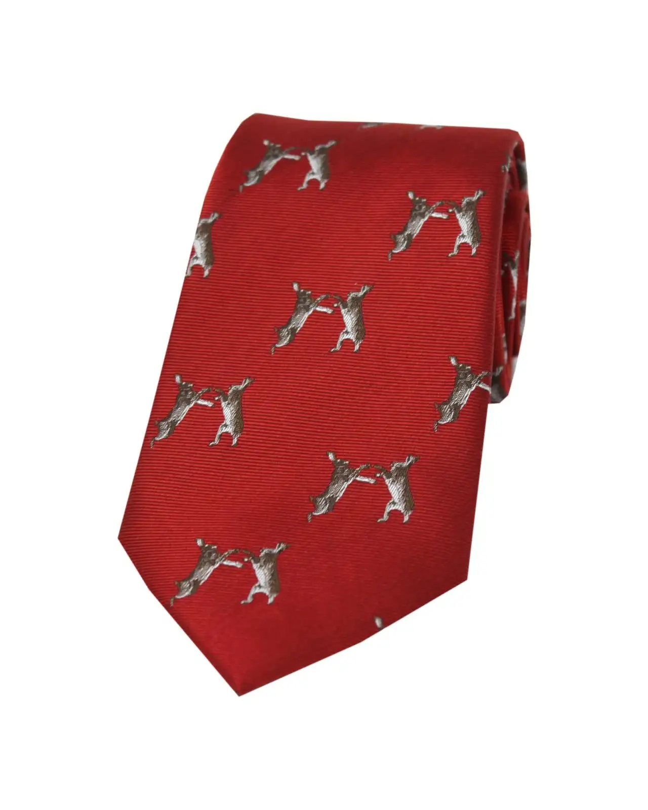 Silk Ties Soprano Ties Soprano Boxing Hares On Red Ground Country Silk Tie £24.00