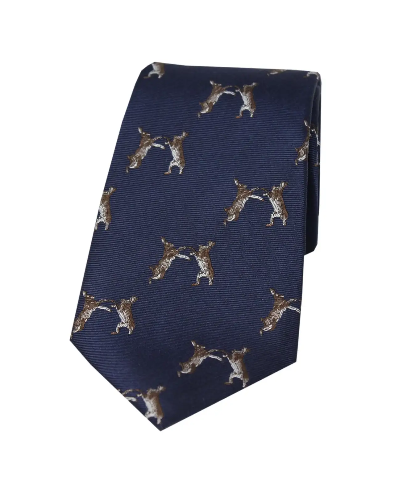 Silk Ties Soprano Ties Soprano Boxing Hares On Navy Ground Country Silk Tie £24.00