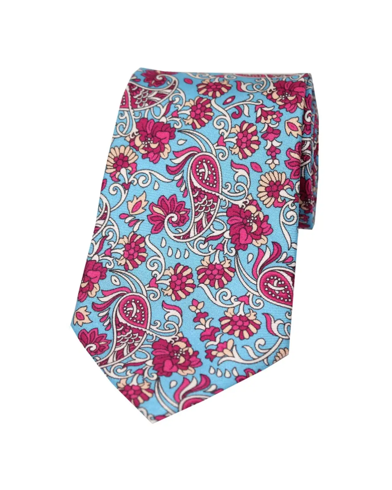 Posh & Dandy Ties Soprano Ties Sky Ground With Plum Flowers Posh And Dandy Silk Tie £27.00