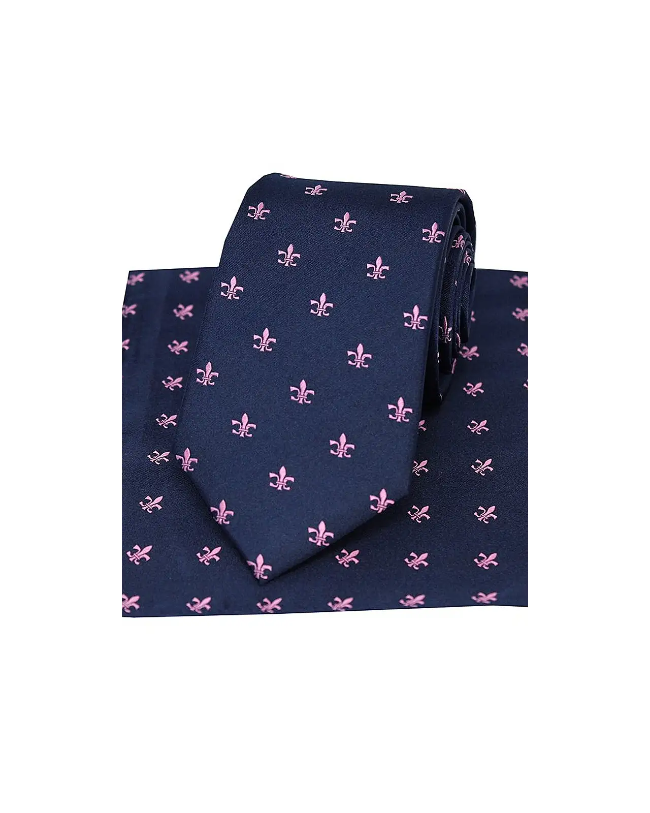 Silk Hankies Soprano Ties Soprano Navy With Pink Fleur De Lis Silk Tie And Pocket Square £34.00