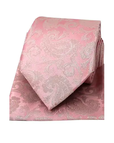Soprano Cotton Candy Pink Paisley Silk Tie And Hanky | Soprano Ties ST TPSWST7220 Silk Hankie