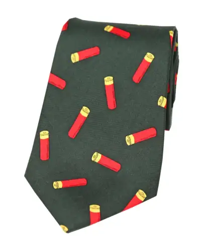 Silk Ties Soprano Ties Soprano Shotgun Cartridges On Dark Green Ground Country Silk Tie £18.00