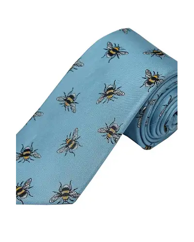 Silk Ties Soprano Ties Pastel Blue Bumble Bee Luxury Silk Tie £24.00