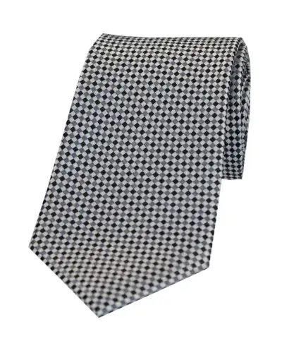 Silk Ties Soprano Ties Soprano Neat Checked Silver And Grey Silk Tie £24.00