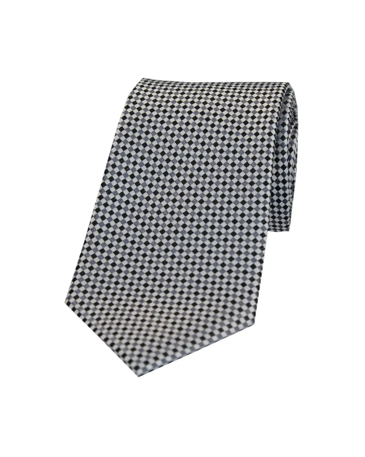 Silk Ties Soprano Ties Soprano Neat Checked Silver And Grey Silk Tie £24.00