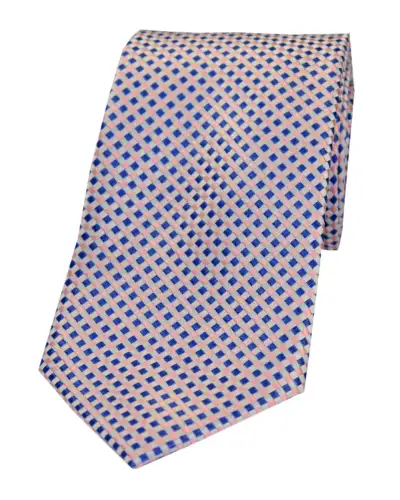Silk Ties Soprano Ties Soprano Neat Checked Sky And Pink Silk Tie £24.00