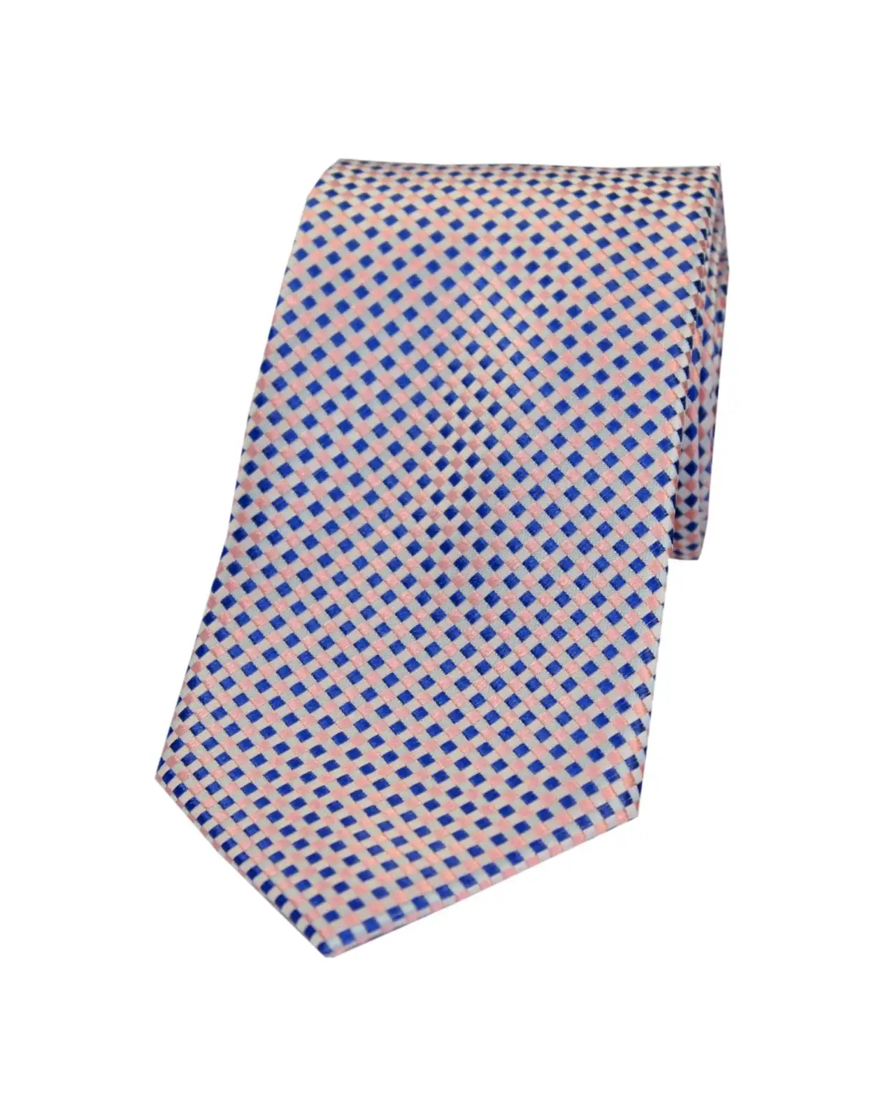 Silk Ties Soprano Ties Soprano Neat Checked Sky And Pink Silk Tie £24.00