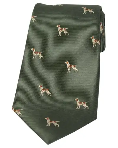 Silk Ties Soprano Ties Soprano Fox Hounds On Green Ground Country Silk Tie £24.00