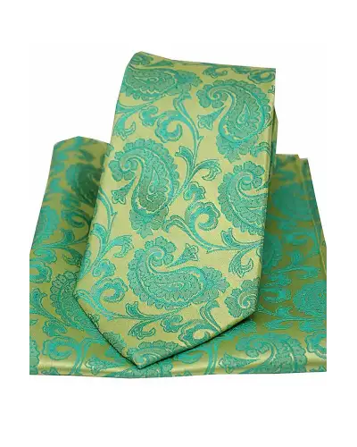 Soprano Jade Paisley Woven Silk Tie And Pocket Square | Soprano Ties ST TPSZWST7114 Silk Hankie