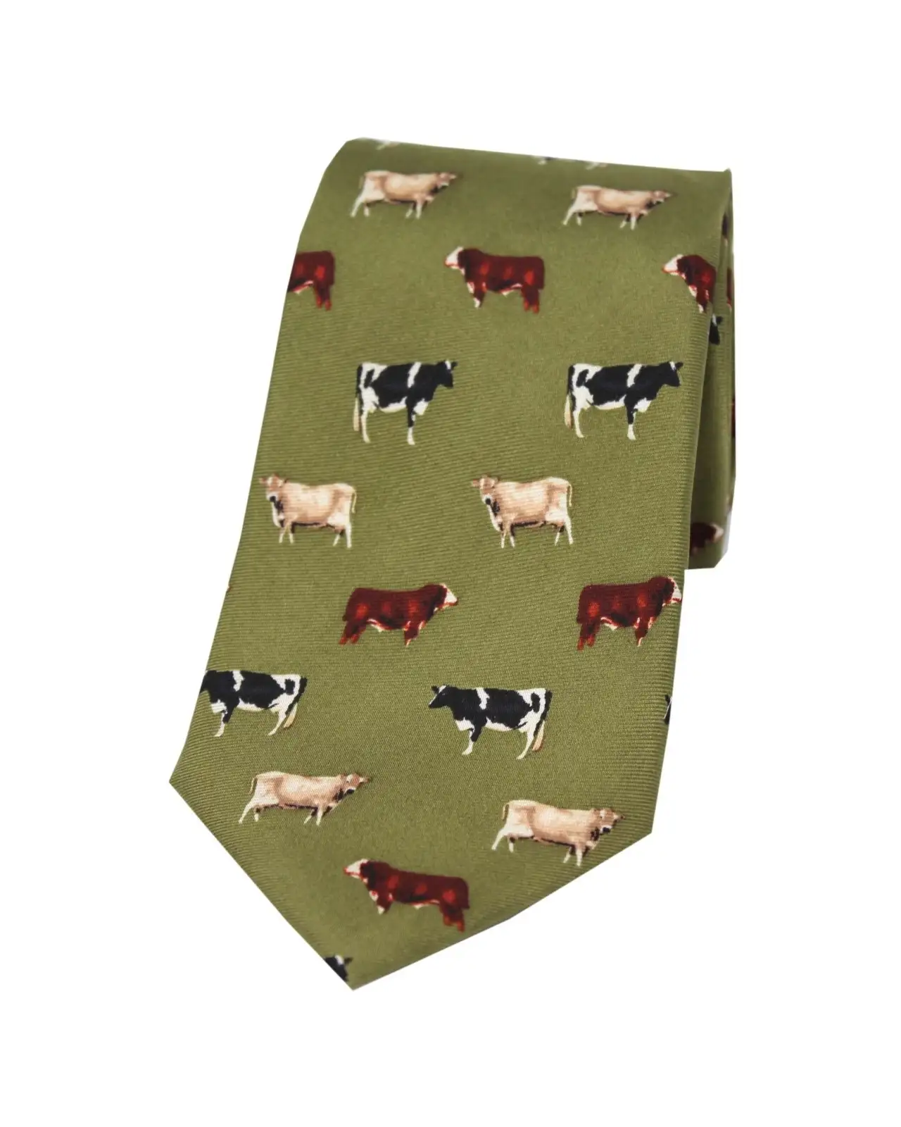 Silk Ties Soprano Ties Soprano Different Cow Breeds Printed Mens Silk Tie On A Country Green Background £23.00
