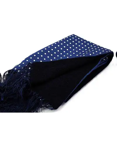 Scarves Soprano Ties Soprano Lambs Wool And Printed Silk Polka Dot Scarf On Navy Ground £62.00