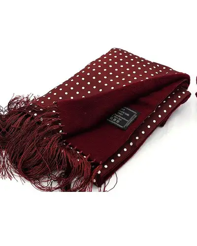 Scarves Soprano Ties Soprano Lambs Wool And Printed Silk Polka Dot Scarf On Wine Ground £62.00