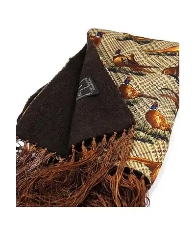 Scarves Soprano Ties Soprano Lambs Wool And Printed Silk Standing Pheasants On Tweed Ground £41.00