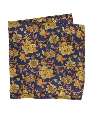 Pocket Square Soprano Ties Soprano Navy Gold Orange Floral Silk Pocket Square £15.00