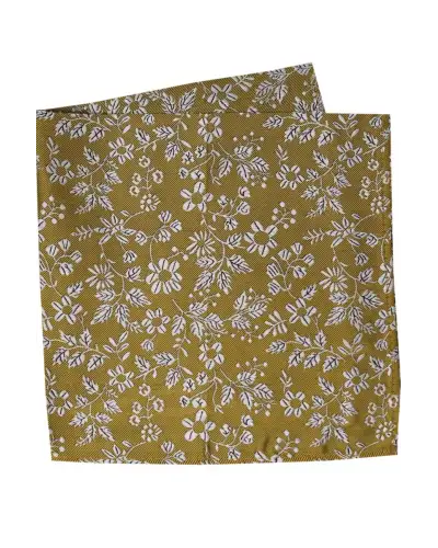 Pocket Square Soprano Ties Soprano Old Gold Floral Silk Pocket Square £15.00