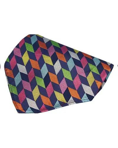 Posh And Dandy Multi Coloured Geometric Shapes Silk Hanky | Soprano Ties ST HANK PD261 Silk Hankie