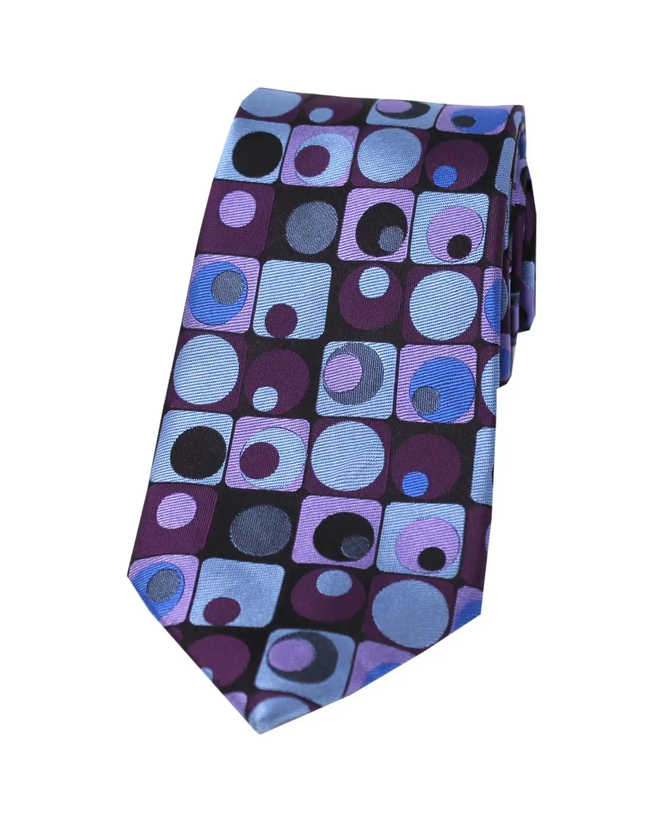Posh & Dandy Ties Soprano Ties Posh And Dandy Purple Lilac Squares And Circles Silk Tie £27.00