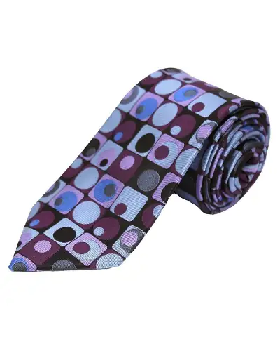 Posh & Dandy Ties Soprano Ties Posh And Dandy Purple Lilac Squares And Circles Silk Tie £27.00