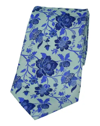 Silk Ties Soprano Ties Soprano Duck Egg Blue Floral Luxury Silk Tie £24.00