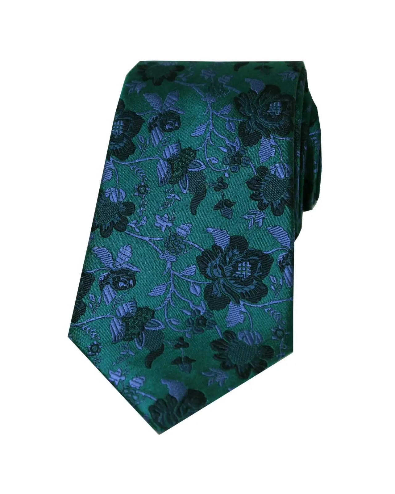 Silk Ties Soprano Ties Soprano Forest Green And Blue Flowers Silk Tie £24.00
