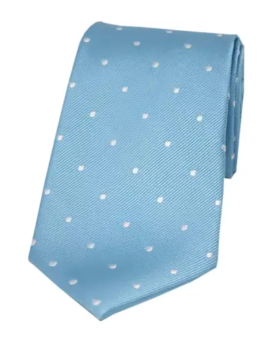 Silk Ties Soprano Ties Soprano Sky Blue And White Polka Dot Silk Tie £24.00