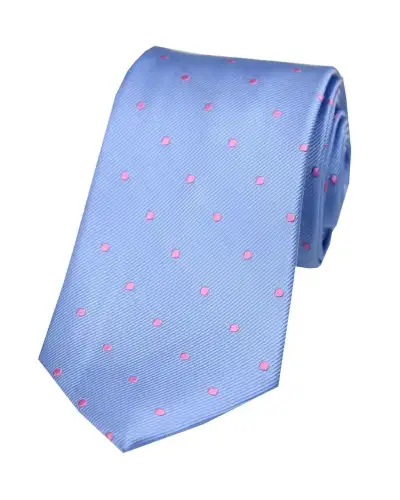 Silk Ties Soprano Ties Soprano Sky Blue And Pink Polka Dot Silk Tie £24.00