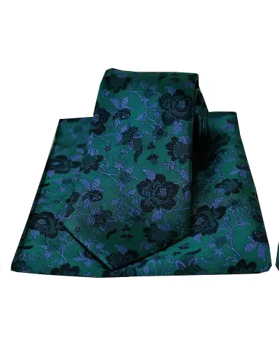 Pocket Square Soprano Ties Soprano Forest Green And Blue Flowers Silk Tie And Pocket Square £34.00