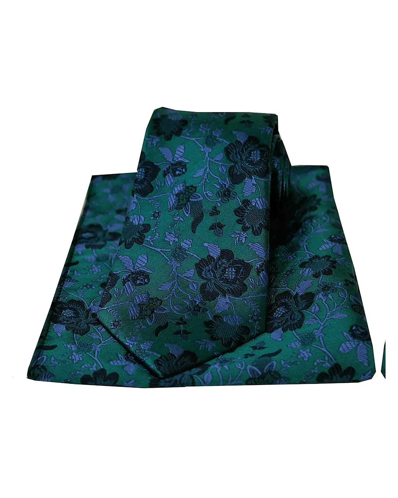 Pocket Square Soprano Ties Soprano Forest Green And Blue Flowers Silk Tie And Pocket Square £34.00
