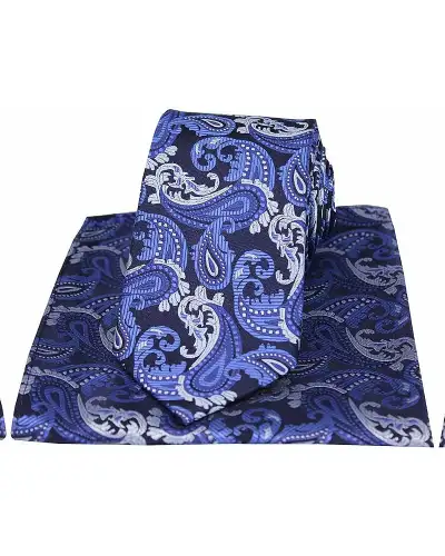 Paisley Ties Soprano Ties Blue Textured Paisley Silk Tie And Pocket Square £23.00