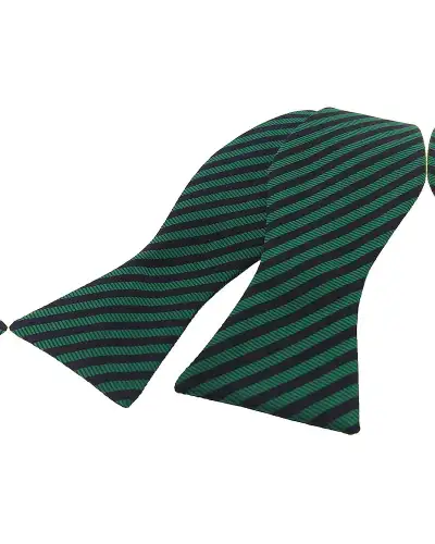 Self Tie Bow Ties Soprano Ties Soprano Regimental Green And Navy Striped Silk Self Tied Bow £10.00