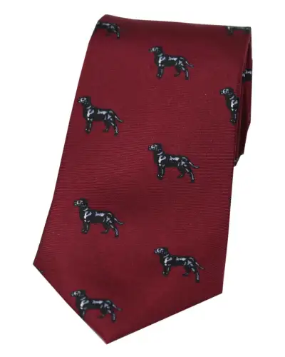 Silk Ties Soprano Ties Soprano Black Labradors On Wine Ground Country Silk Tie £23.00