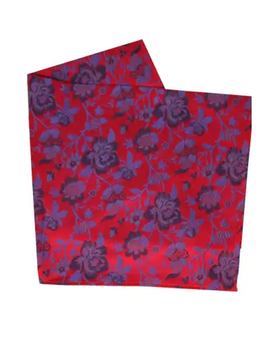 Soprano Red Floral Patterned Silk Hanky | Soprano Ties ST HANKWST7238 Silk Hankie