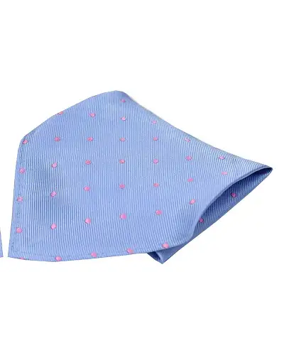 Pocket Square Soprano Ties Soprano Sky Blue And Pink Polka Dot Mens Silk Pocket Square £9.00