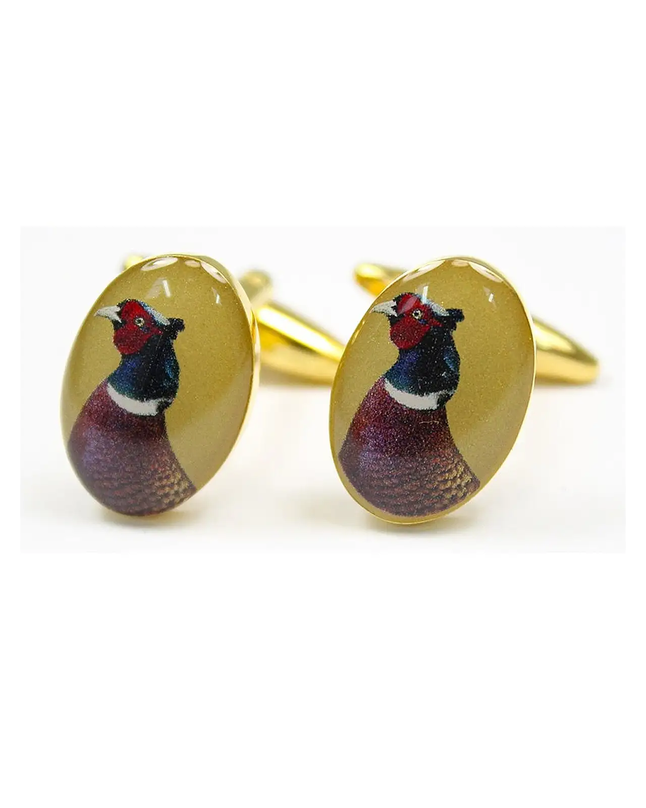 Cufflinks Soprano Ties Soprano Pheasant Head Gold Country Cufflinks £23.00