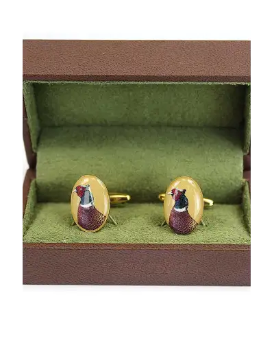 Cufflinks Soprano Ties Soprano Pheasant Head Gold Country Cufflinks £23.00