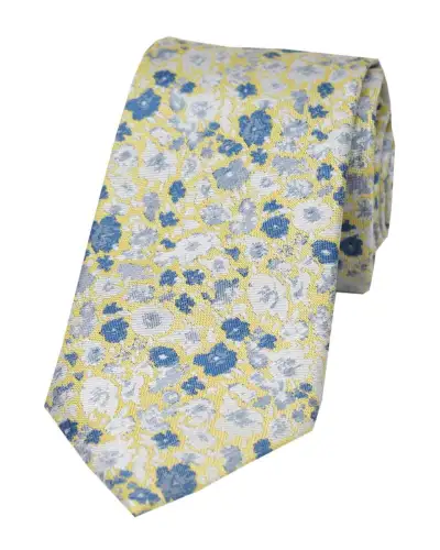 Silk Ties Soprano Ties Soprano Light Yellow Floral Luxury Silk Tie £22.00