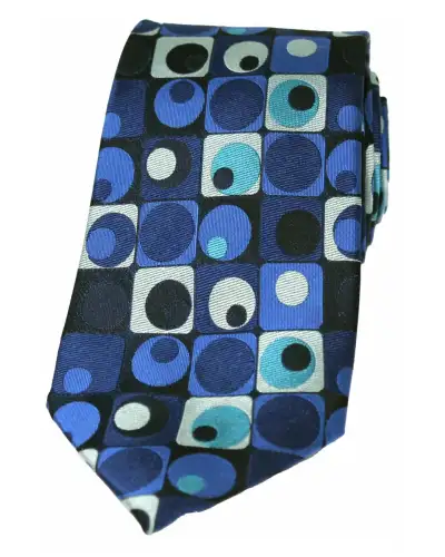 Posh & Dandy Ties Soprano Ties Posh And Dandy Blue Squares And Circles Silk Tie £27.00