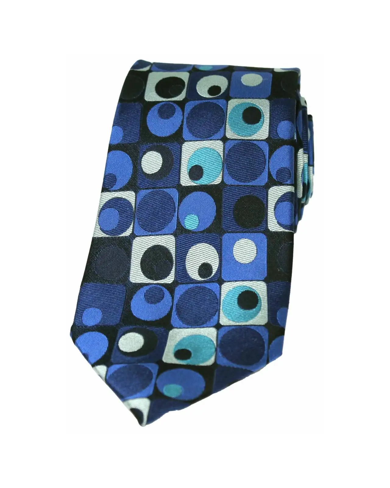 Posh & Dandy Ties Soprano Ties Posh And Dandy Blue Squares And Circles Silk Tie £27.00