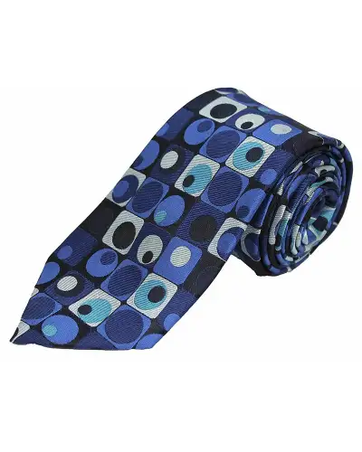 Posh & Dandy Ties Soprano Ties Posh And Dandy Blue Squares And Circles Silk Tie £27.00