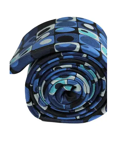 Posh & Dandy Ties Soprano Ties Posh And Dandy Blue Squares And Circles Silk Tie £27.00