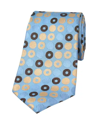 Posh & Dandy Ties Soprano Ties Posh And Dandy Light Blue Multi Coloured Circles Silk Tie £36.00
