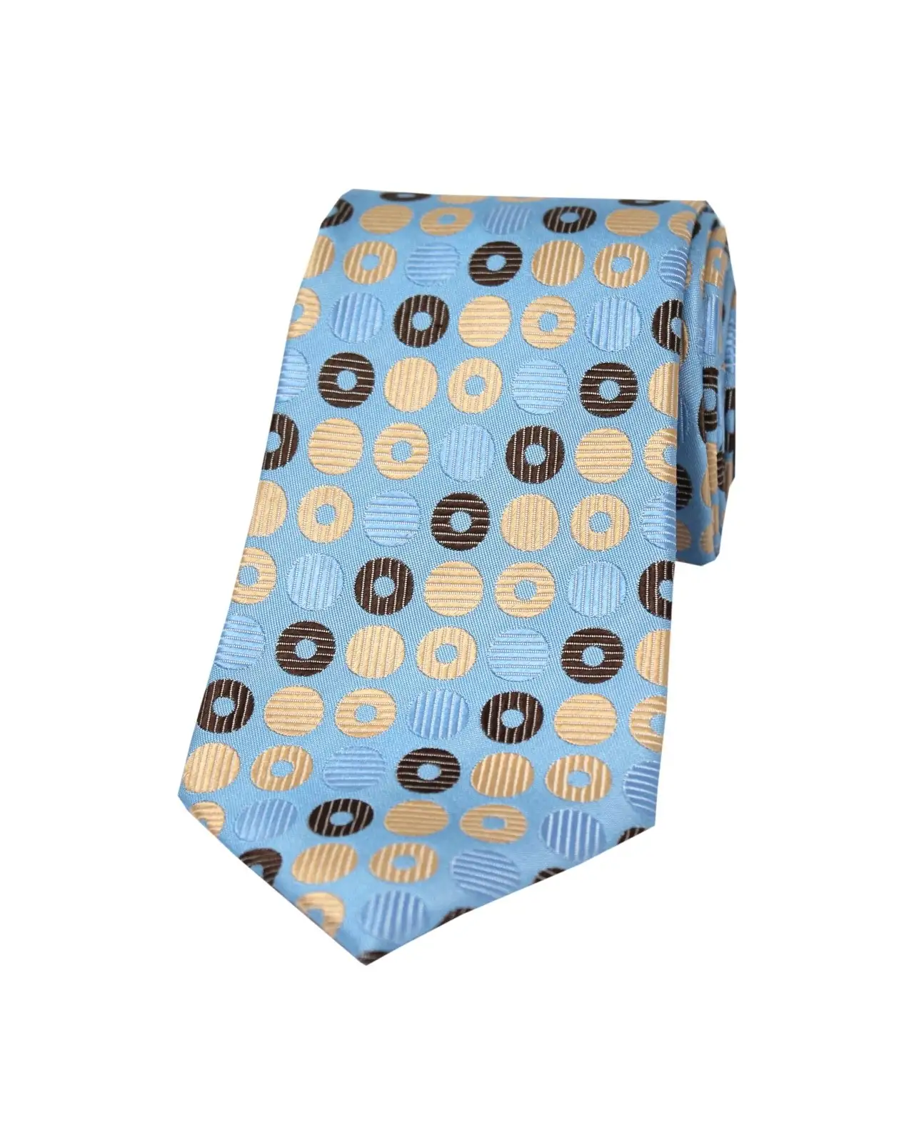 Posh & Dandy Ties Soprano Ties Posh And Dandy Light Blue Multi Coloured Circles Silk Tie £36.00