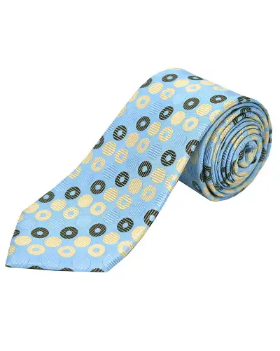 Posh & Dandy Ties Soprano Ties Posh And Dandy Light Blue Multi Coloured Circles Silk Tie £36.00