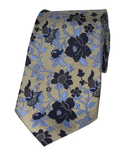 Silk Ties Soprano Ties Soprano Light Bronze Floral Patterned Silk Tie £24.00