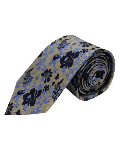 Silk Ties Soprano Ties Soprano Light Bronze Floral Patterned Silk Tie £24.00