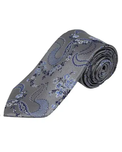 Silk Ties Soprano Ties Soprano Grey Floral Pattern Silk Tie £18.00