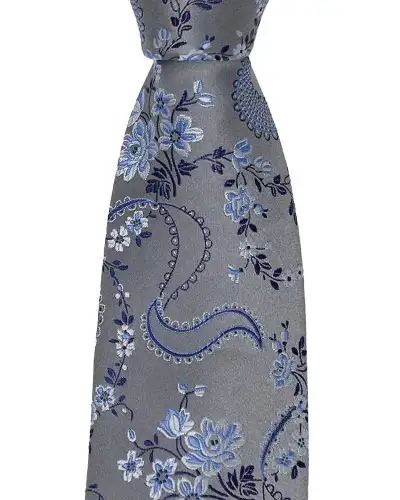 Silk Ties Soprano Ties Soprano Grey Floral Pattern Silk Tie £18.00